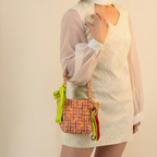 clover bag charm - 60s lucite & textiles