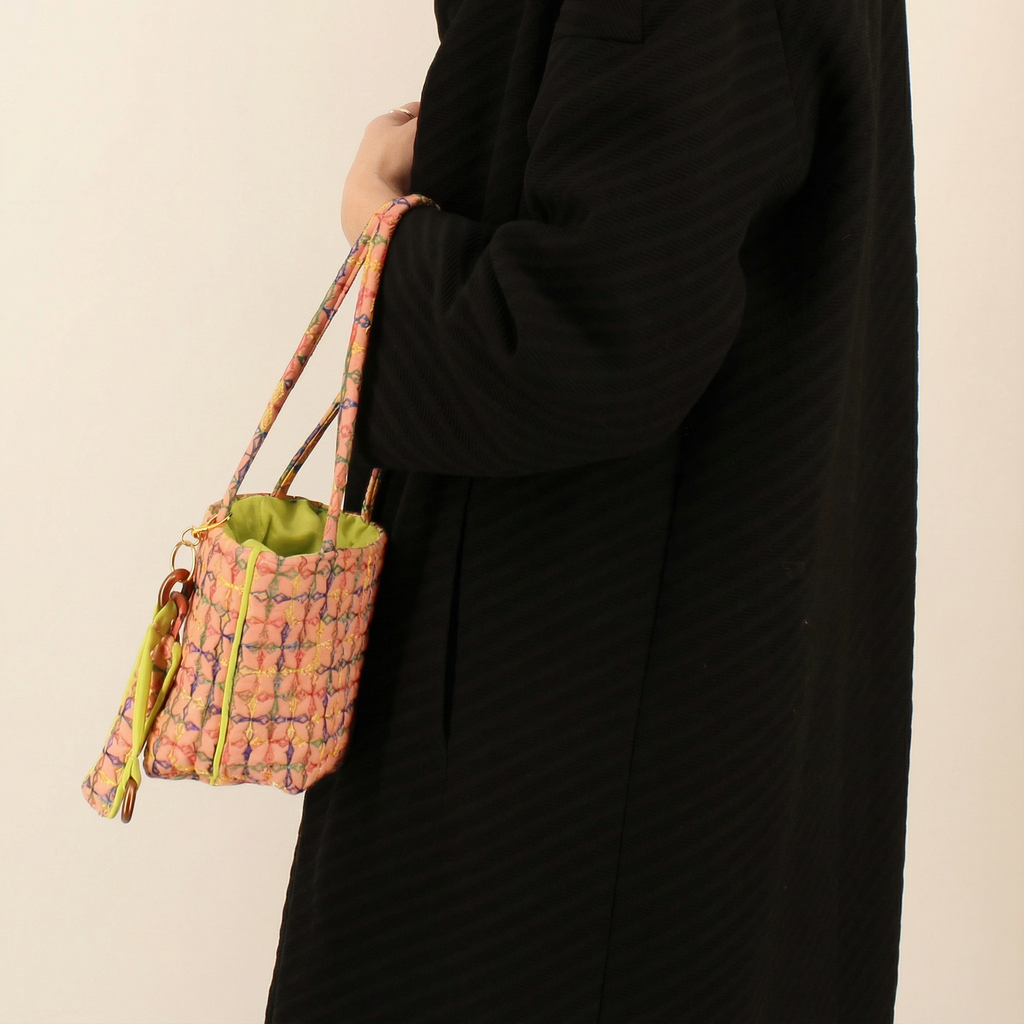 clover bag charm - 60s lucite & textiles