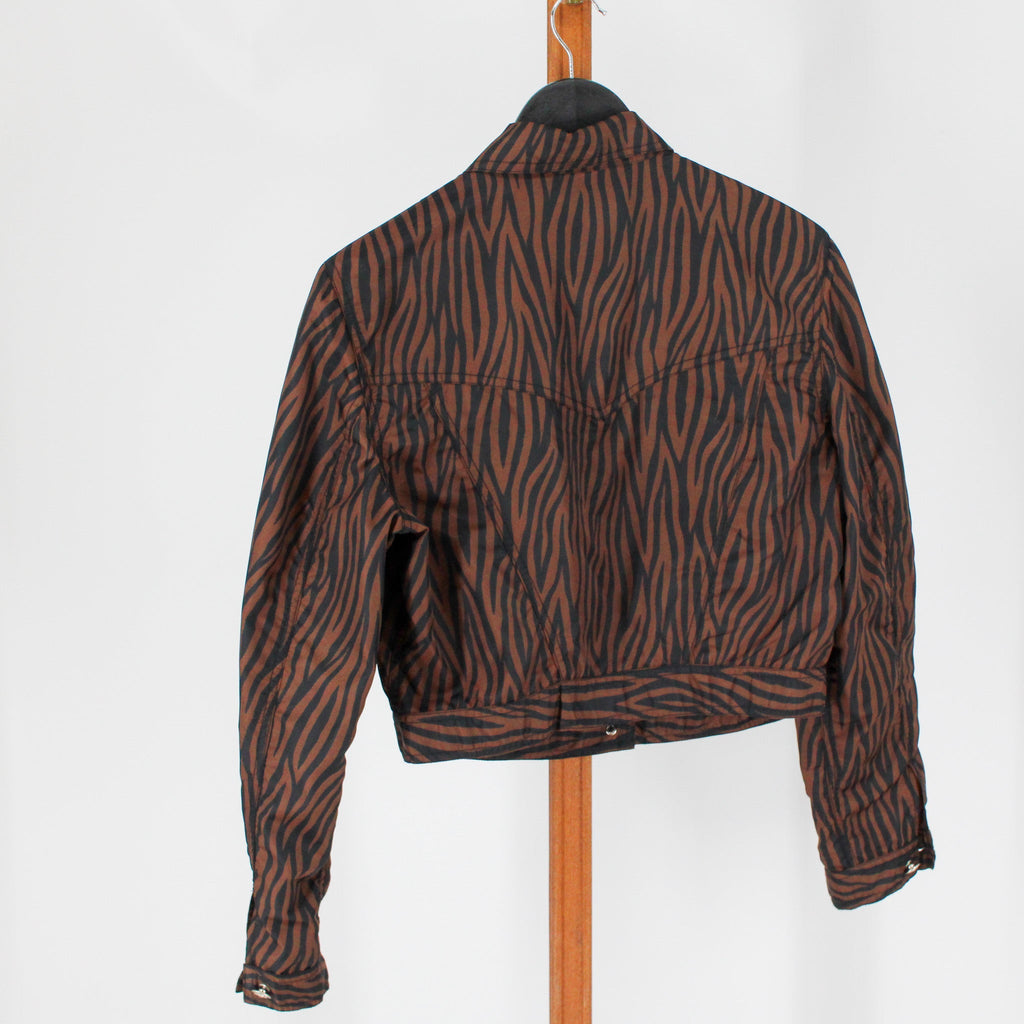 90s versace zebra print jacket - back with western yoke