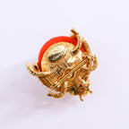 hattie carnegie ladybug brooch, back with signature cartouche