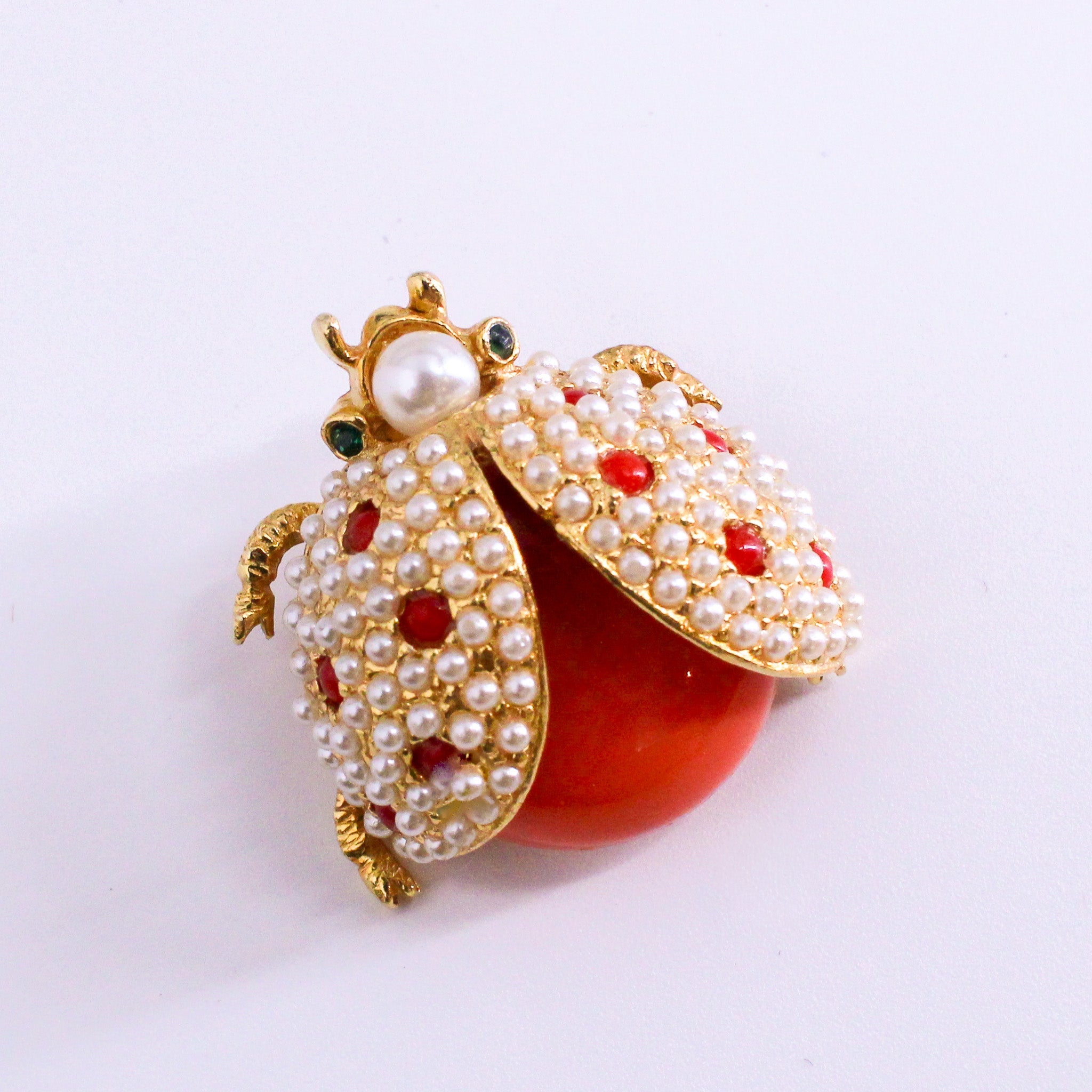 hattie carnegie ladybug brooch, front