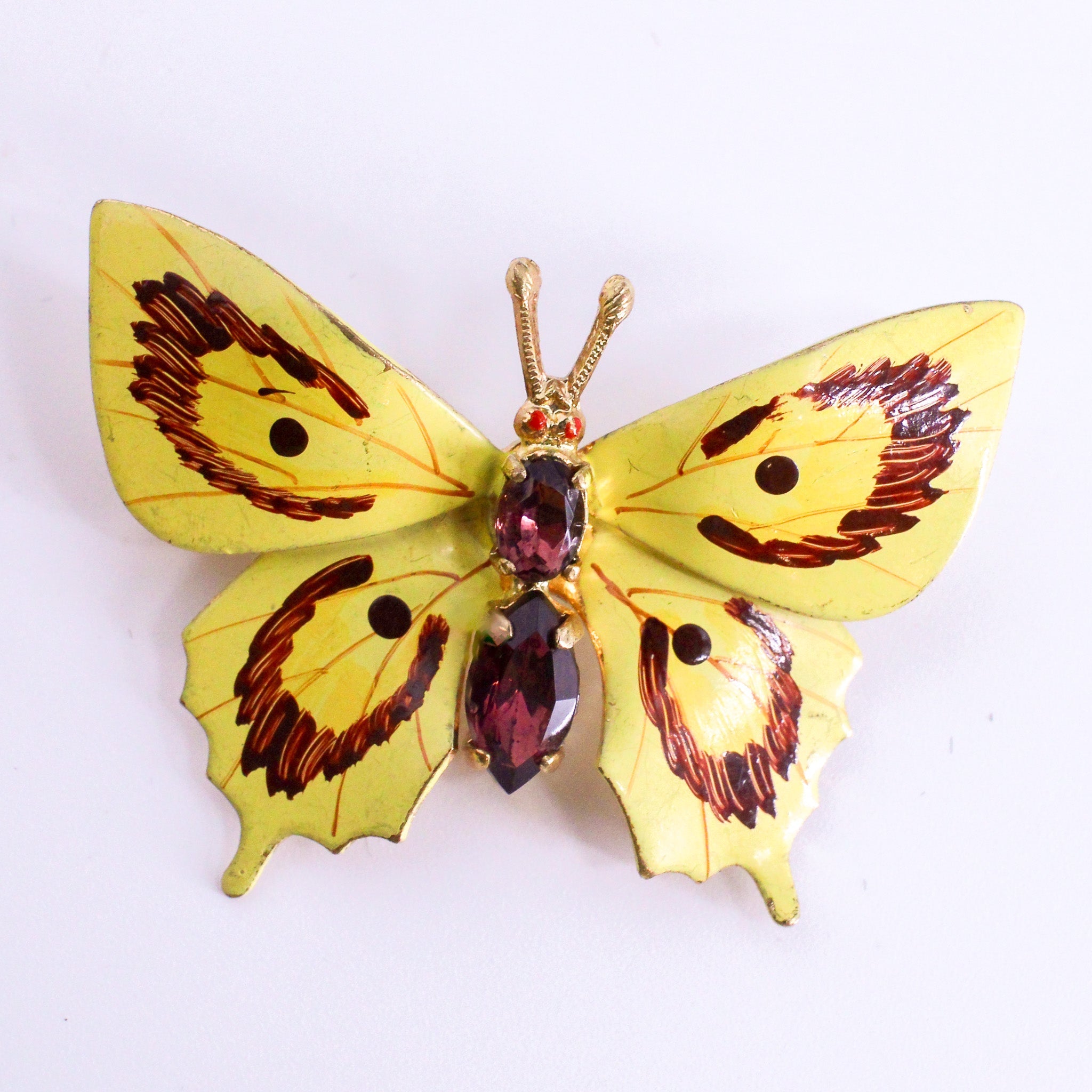 enamel butterfly brooch, front