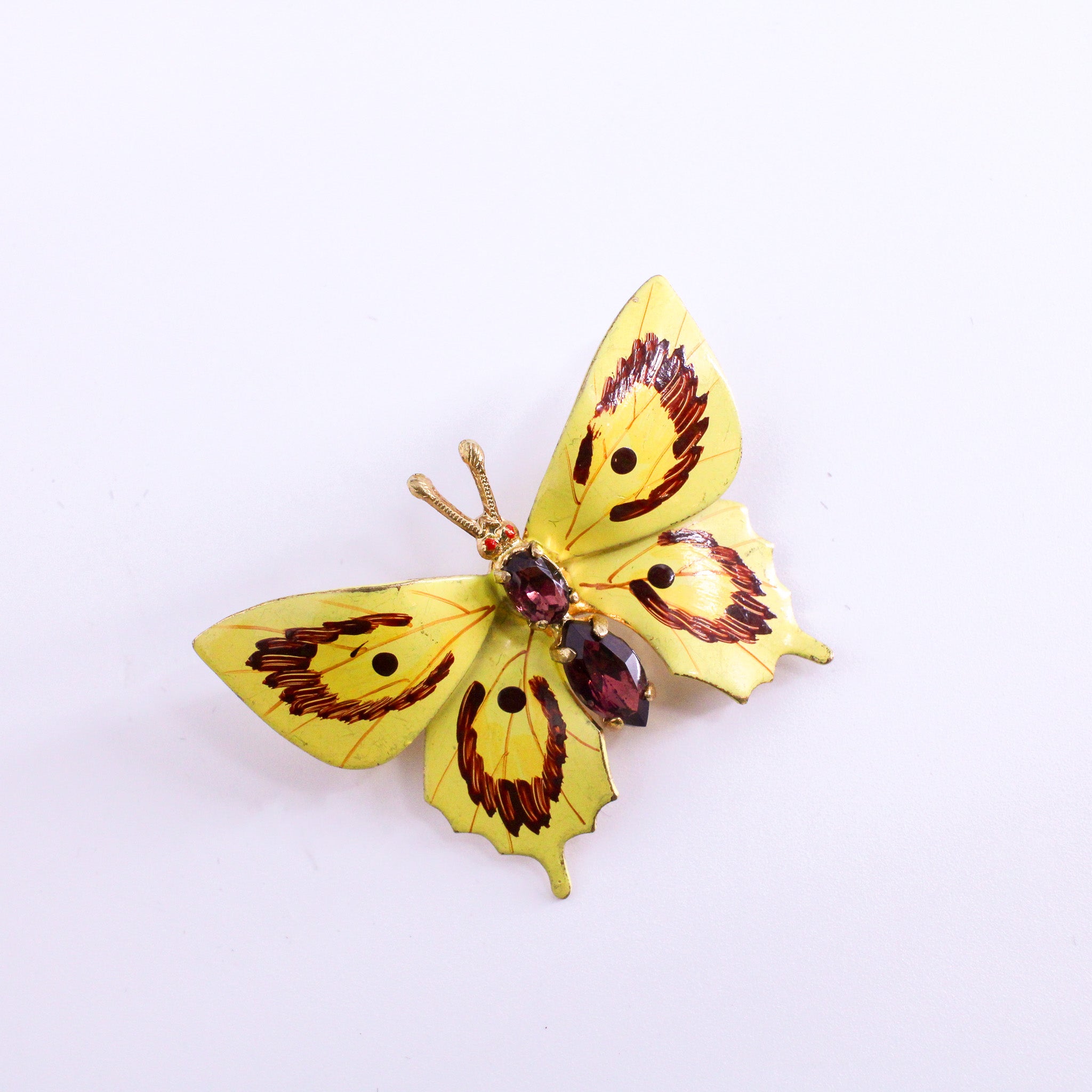 enamel butterfly brooch, back