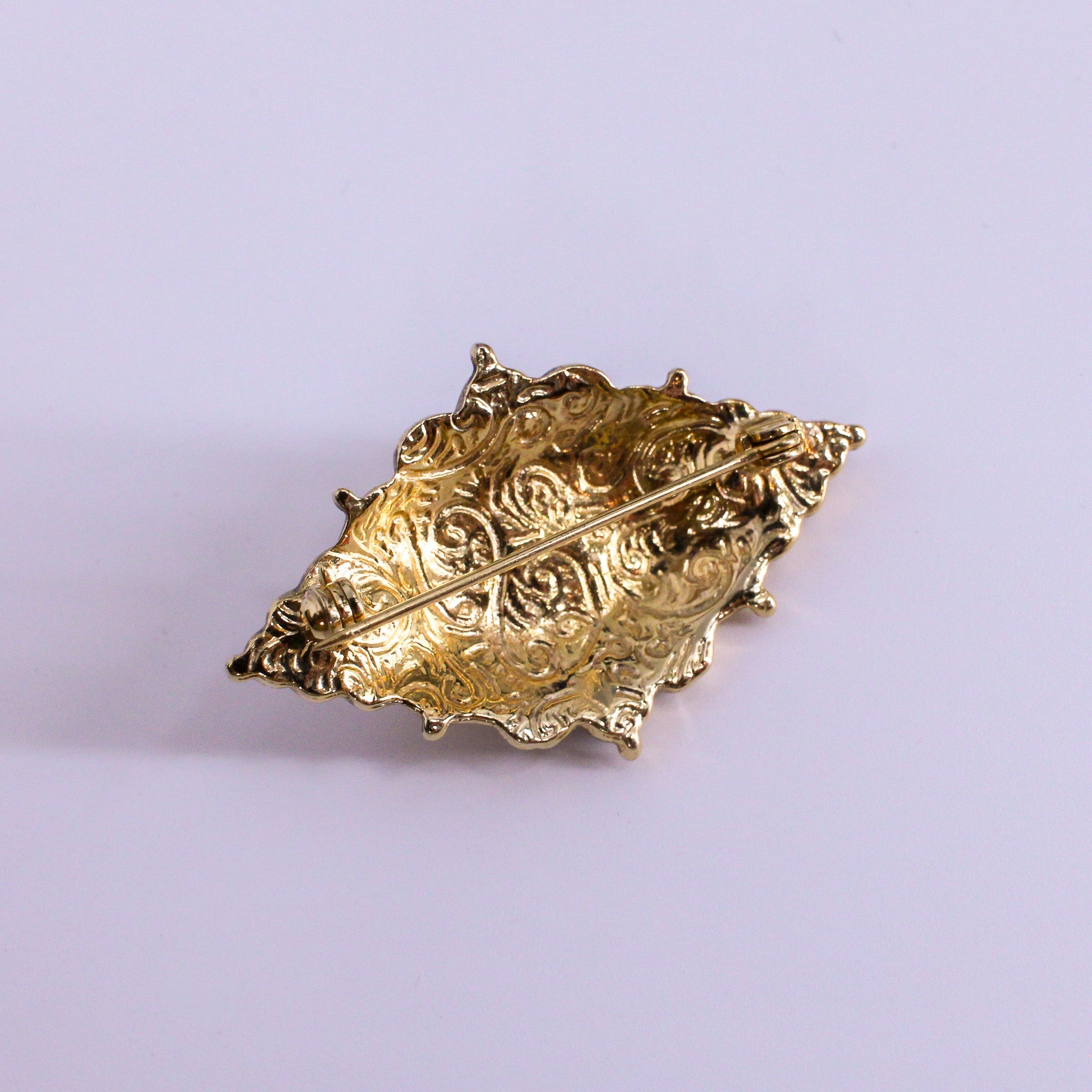 byzantine cabochon brooch, back with pin