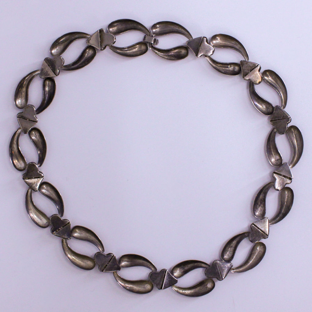sterling foliate leaf-link choker