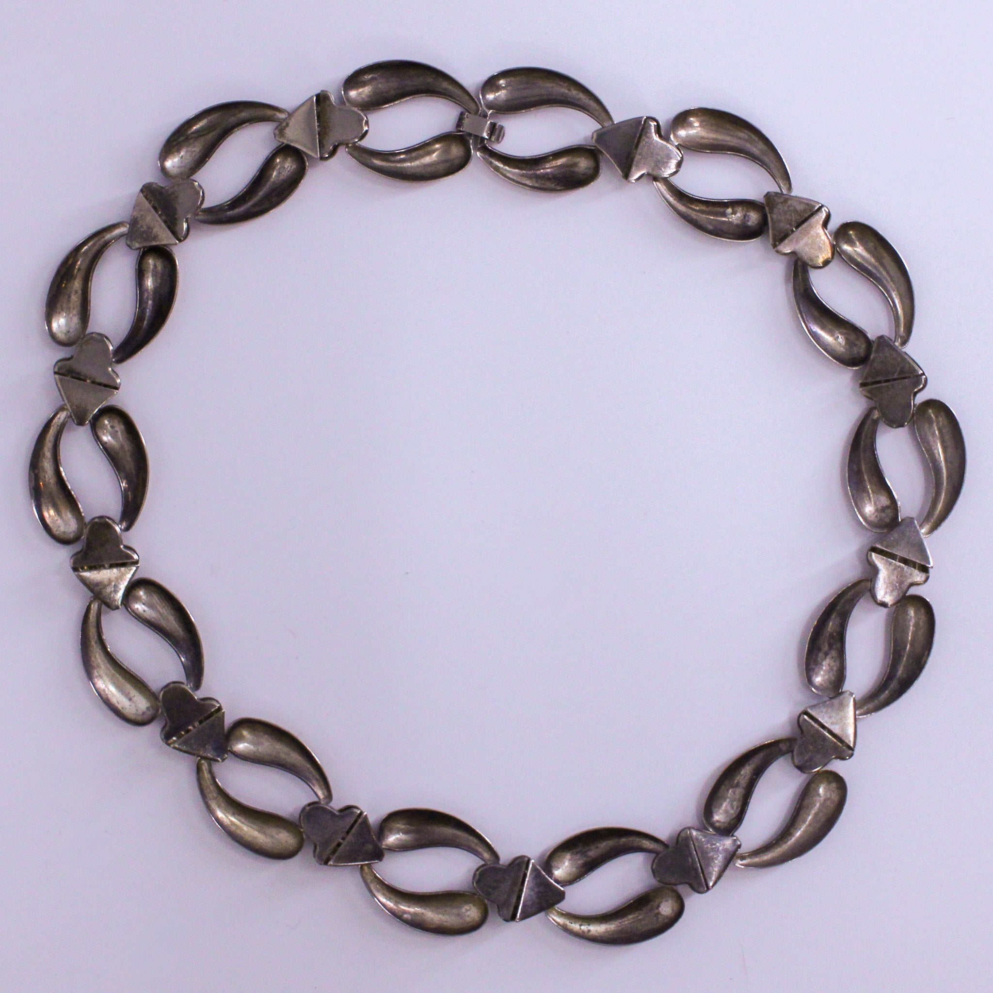 sterling foliate leaf-link choker