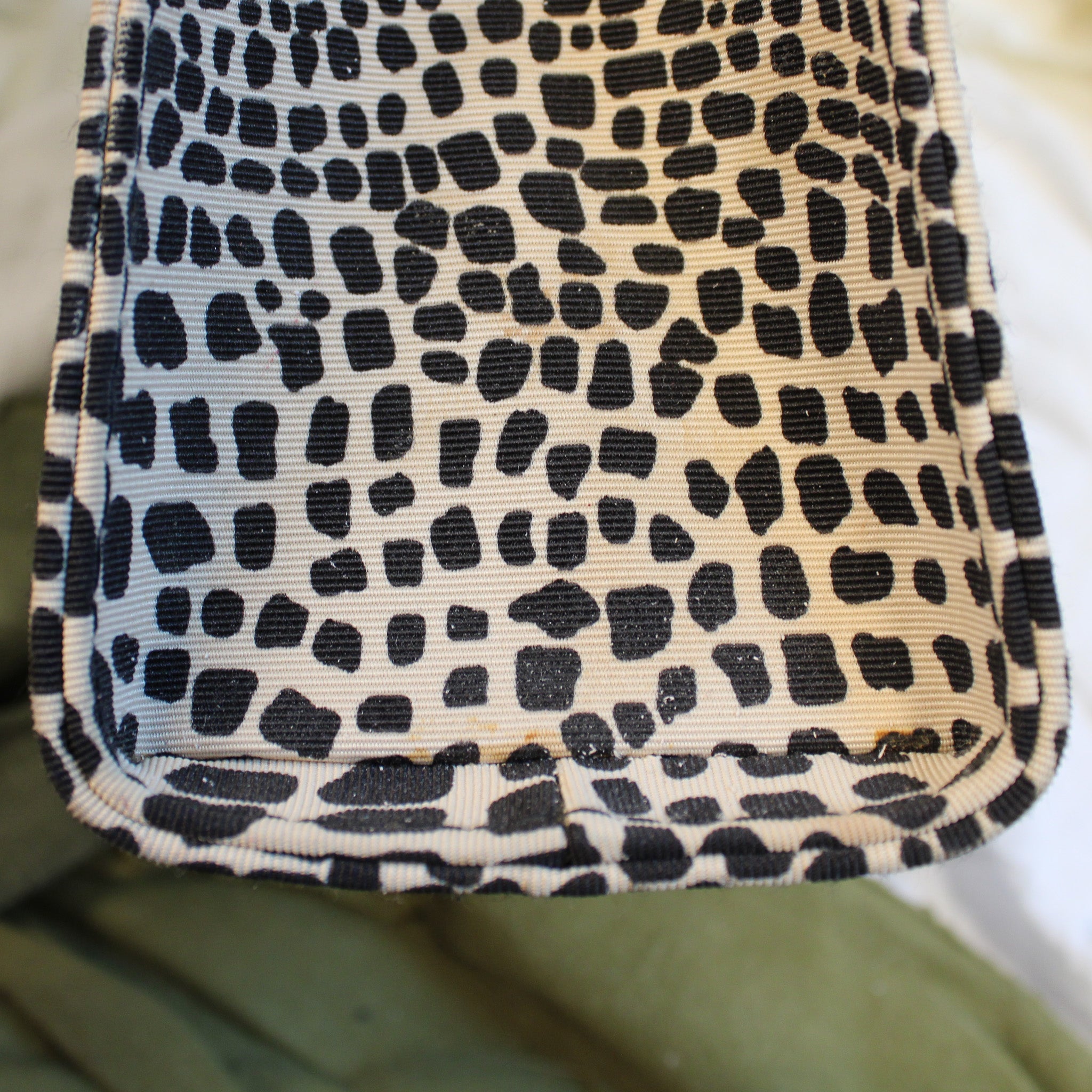 y2k kate spade black and cream animal print mini tote