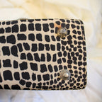 y2k kate spade black and cream animal print mini tote