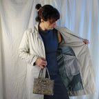 y2k kate spade black and cream animal print mini tote