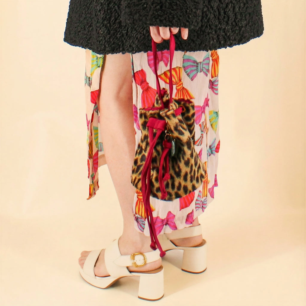 lulu mini bucket bag - 60s faux cheetah fur