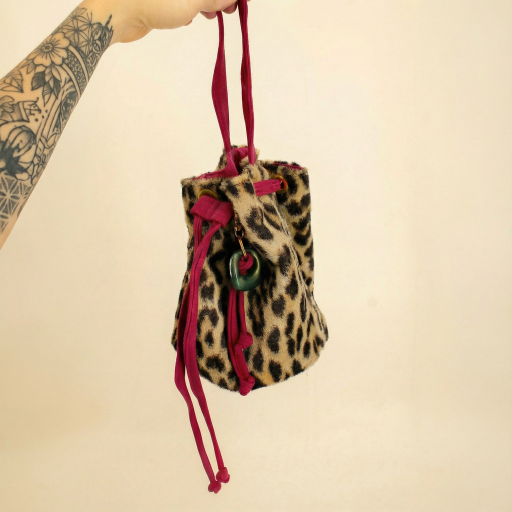 lulu mini bucket bag - 60s faux cheetah fur