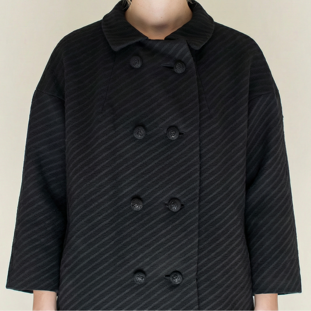 60s cocoon wool swing coat - french woven jacquard