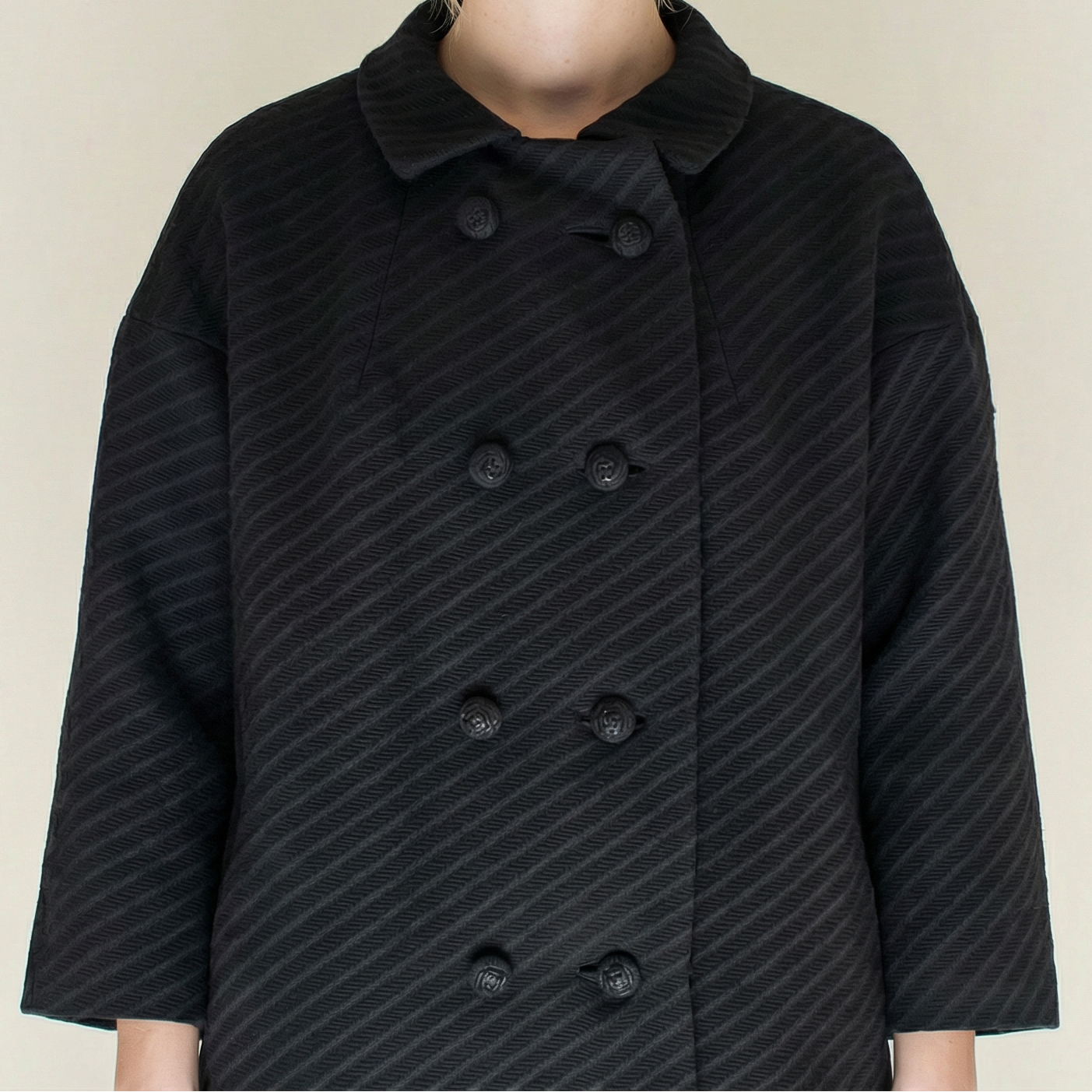 60s cocoon wool swing coat - french woven jacquard