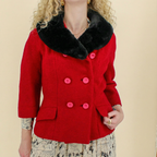 60s penn-fifth avenue red wool jacket with statement collar