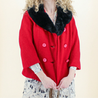 60s penn-fifth avenue red wool jacket with statement collar
