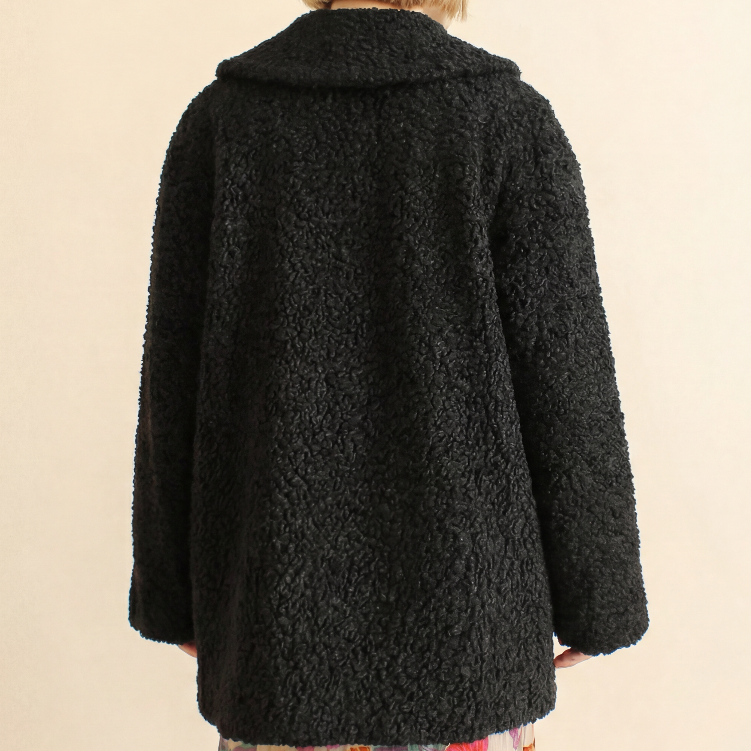60s black karakulcha broadtail collared swing coat