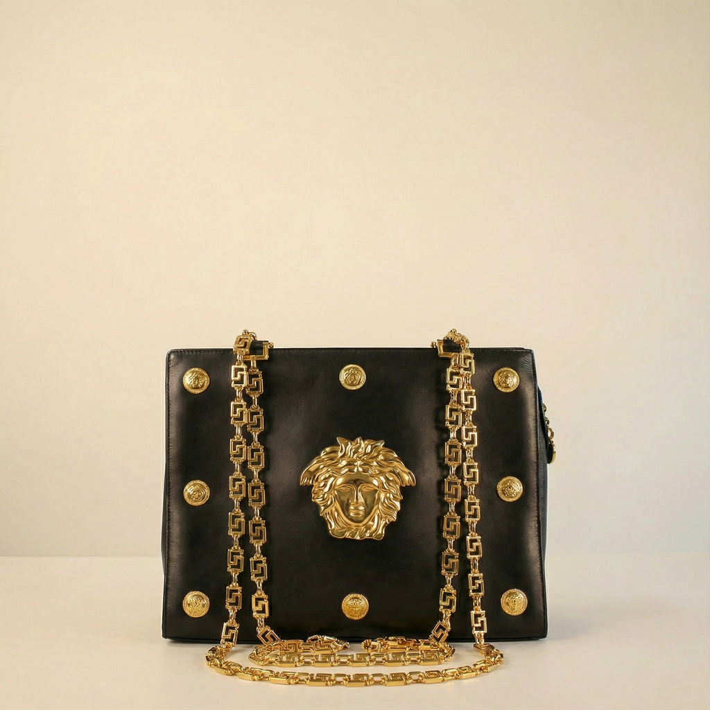 90s rare versace couture medusa chain shoulder bag