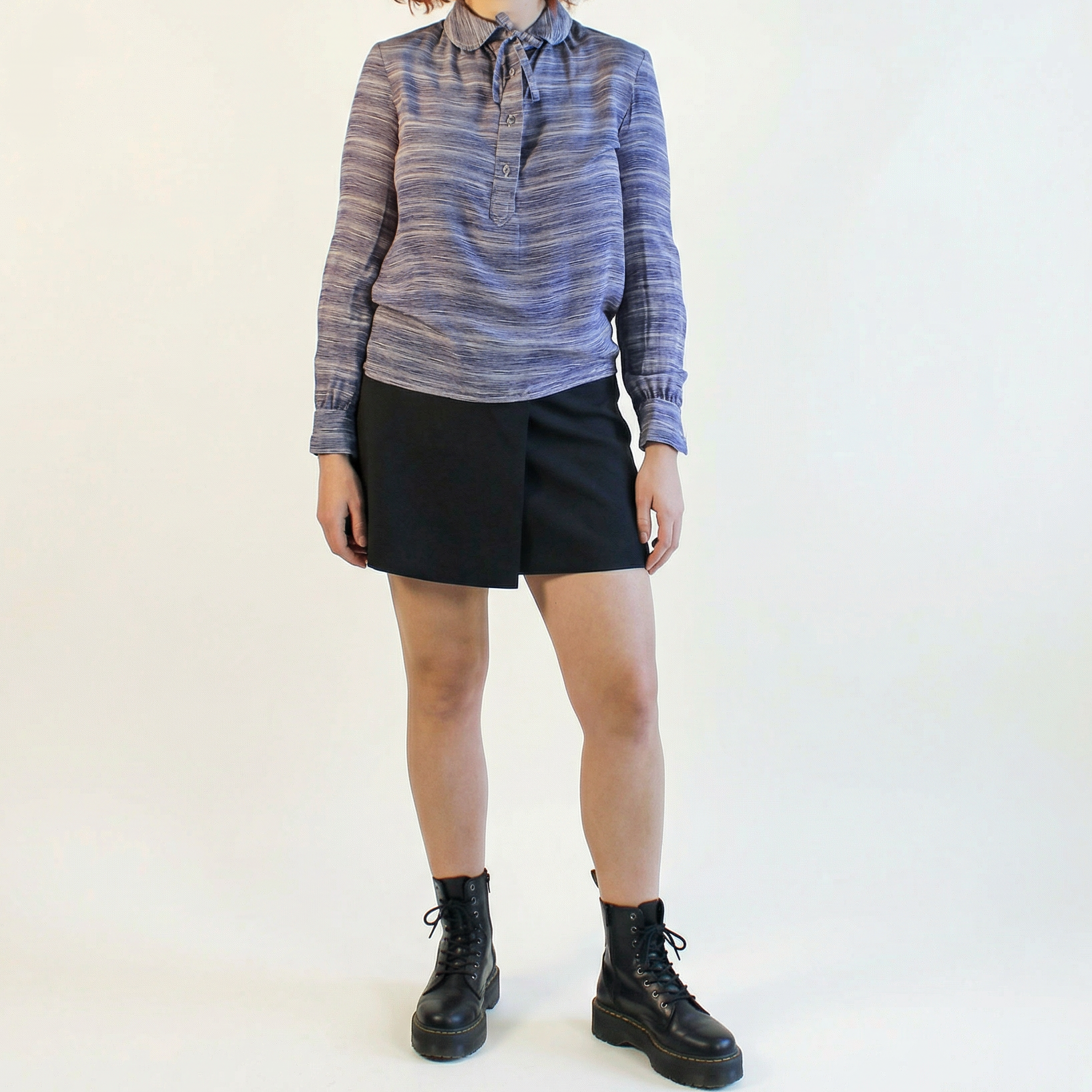 70s Geoffrey Beene striped silk blouse with peter pan collar