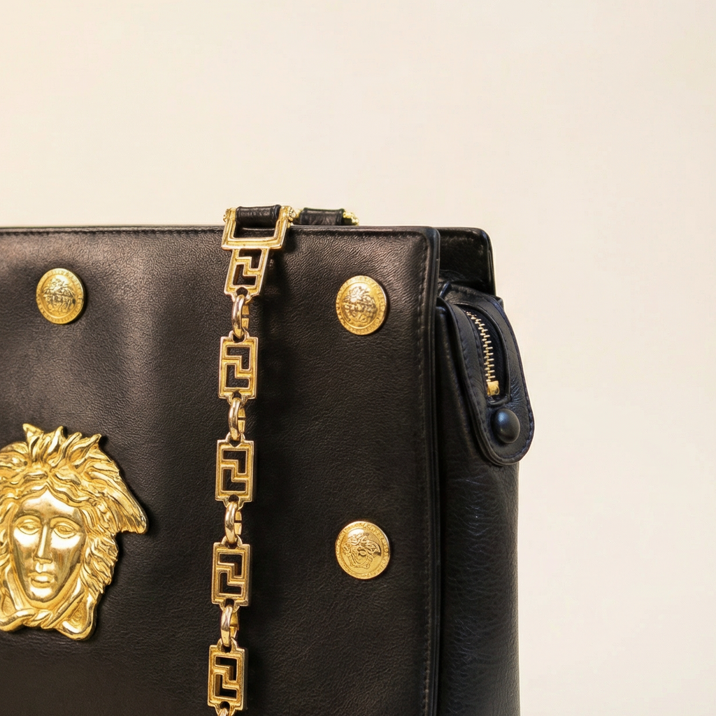 90s rare versace couture medusa chain shoulder bag