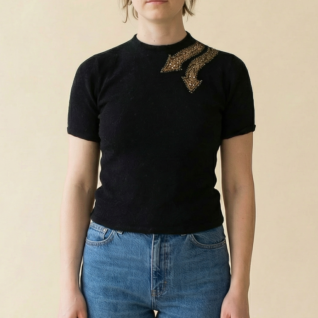 50s two arrows beaded rosanna wool top