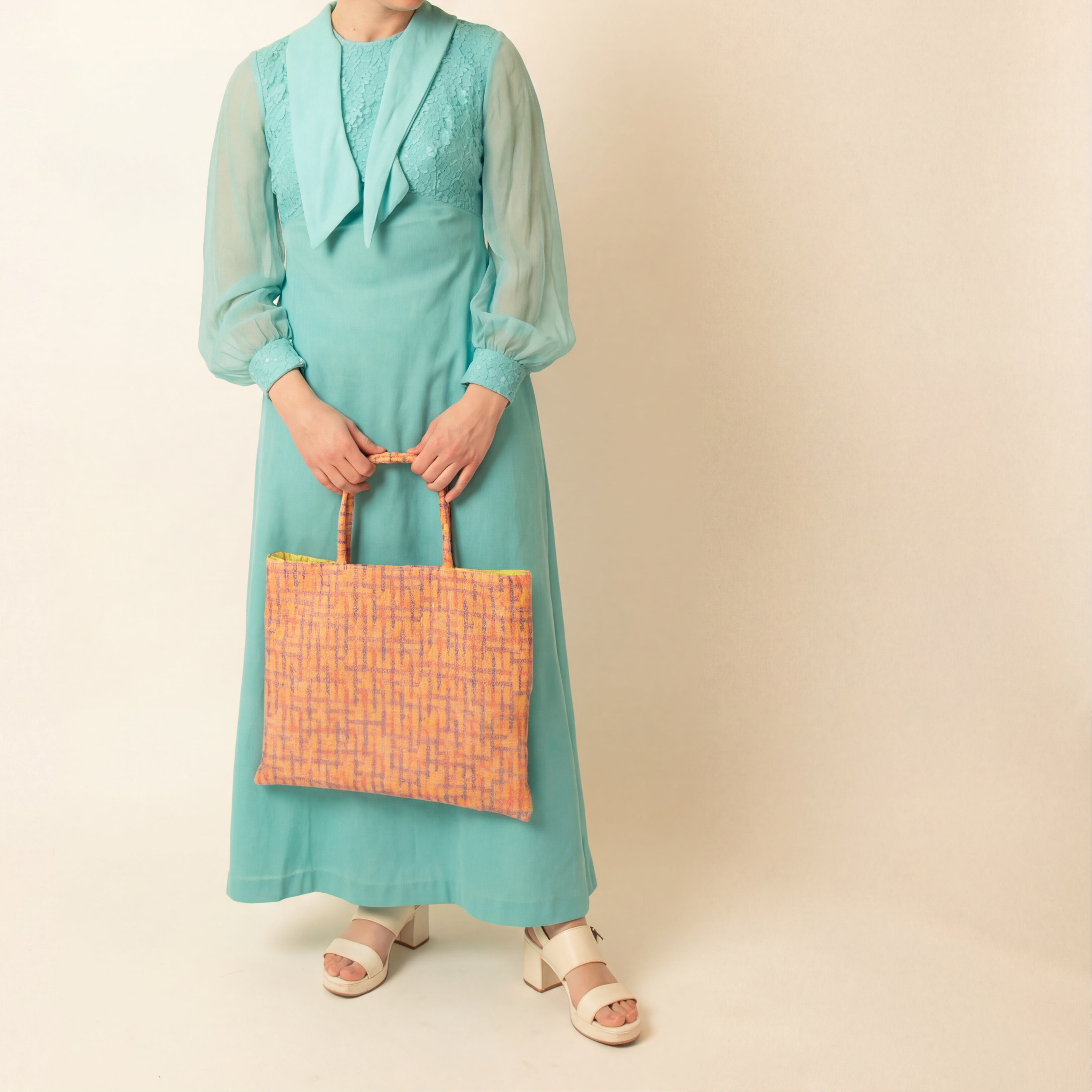 70s yoke & bell sleeve maxi dress
