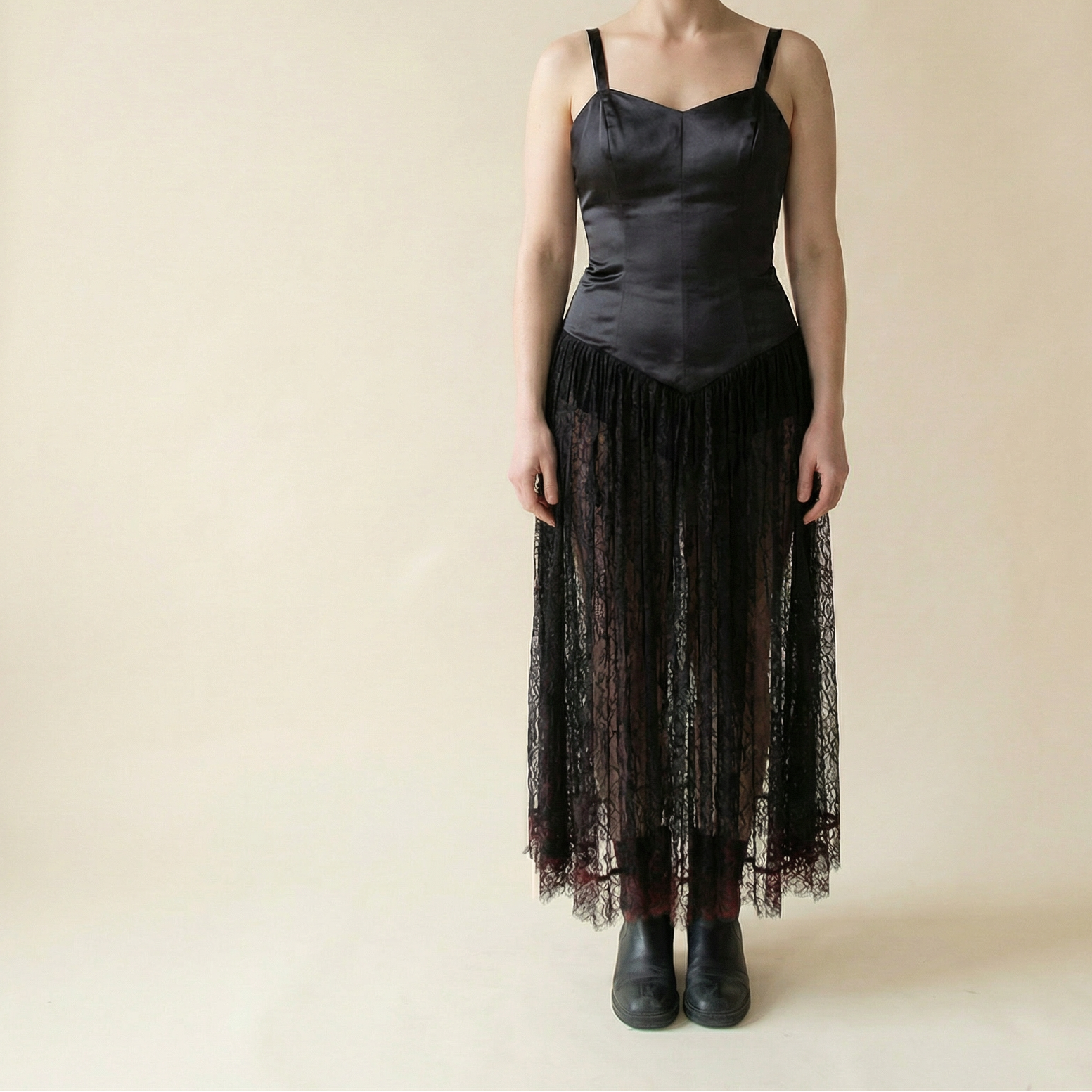 90s norma kamali lace skirt dress
