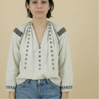 70s eastern european folk embroidered linen blouse