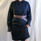 90s gianfranco ferré sculptural collared black dress