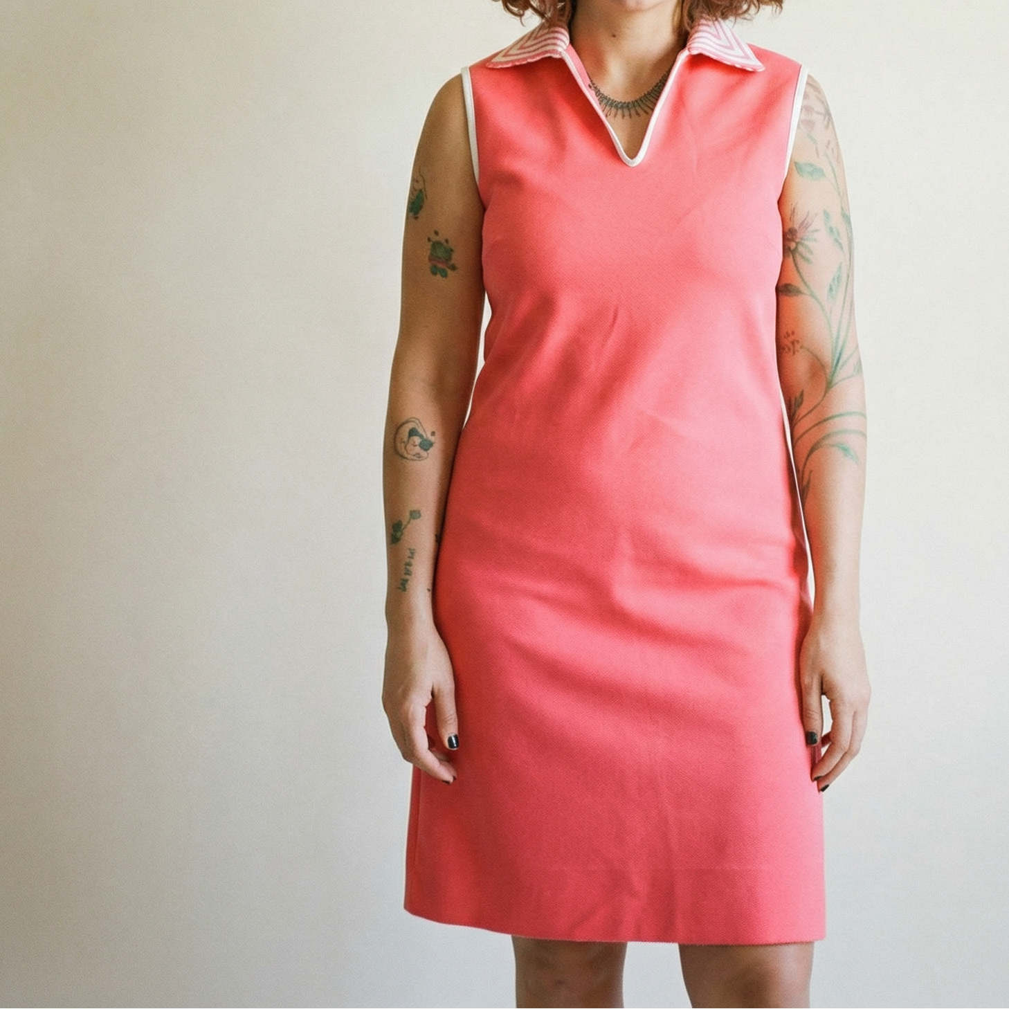 70s chemise lacoste pink pique tennis dress