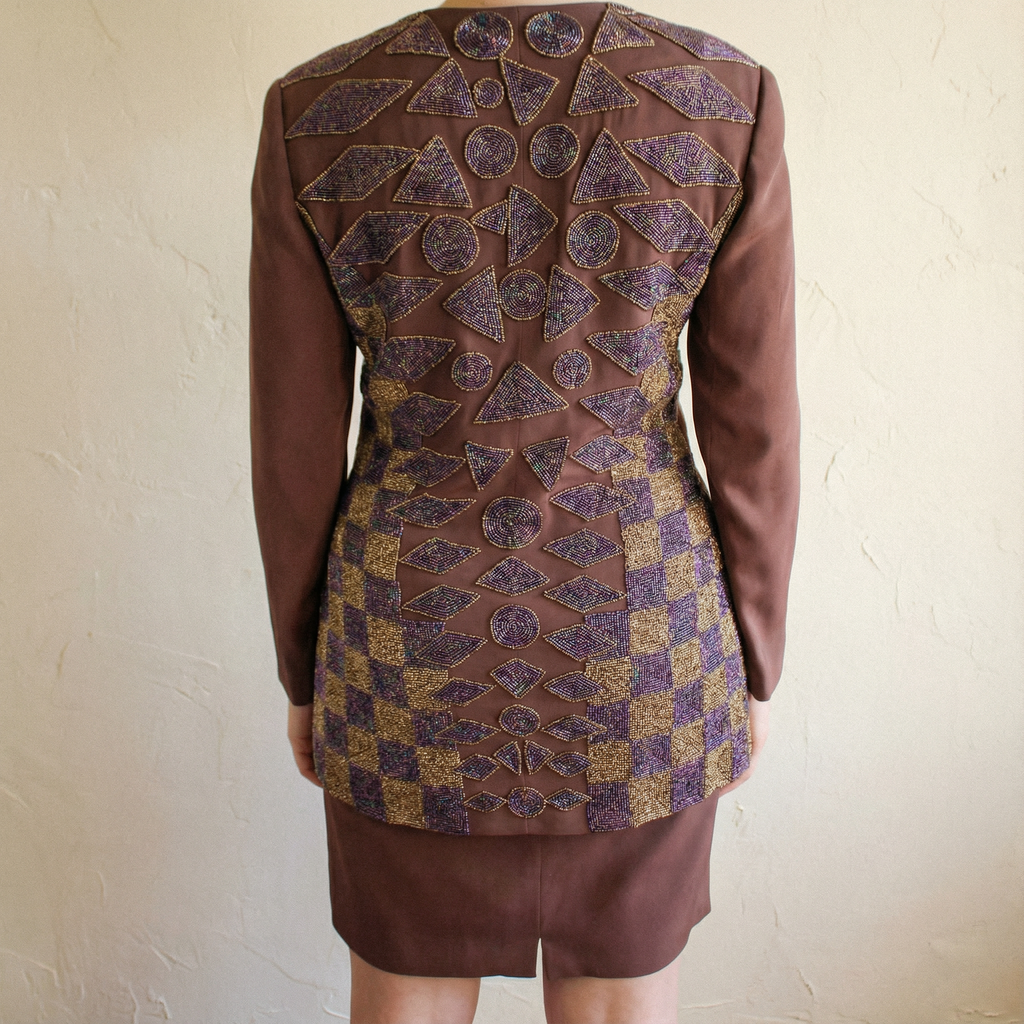 90s heavy beaded longline set - b'zar by bob mackie