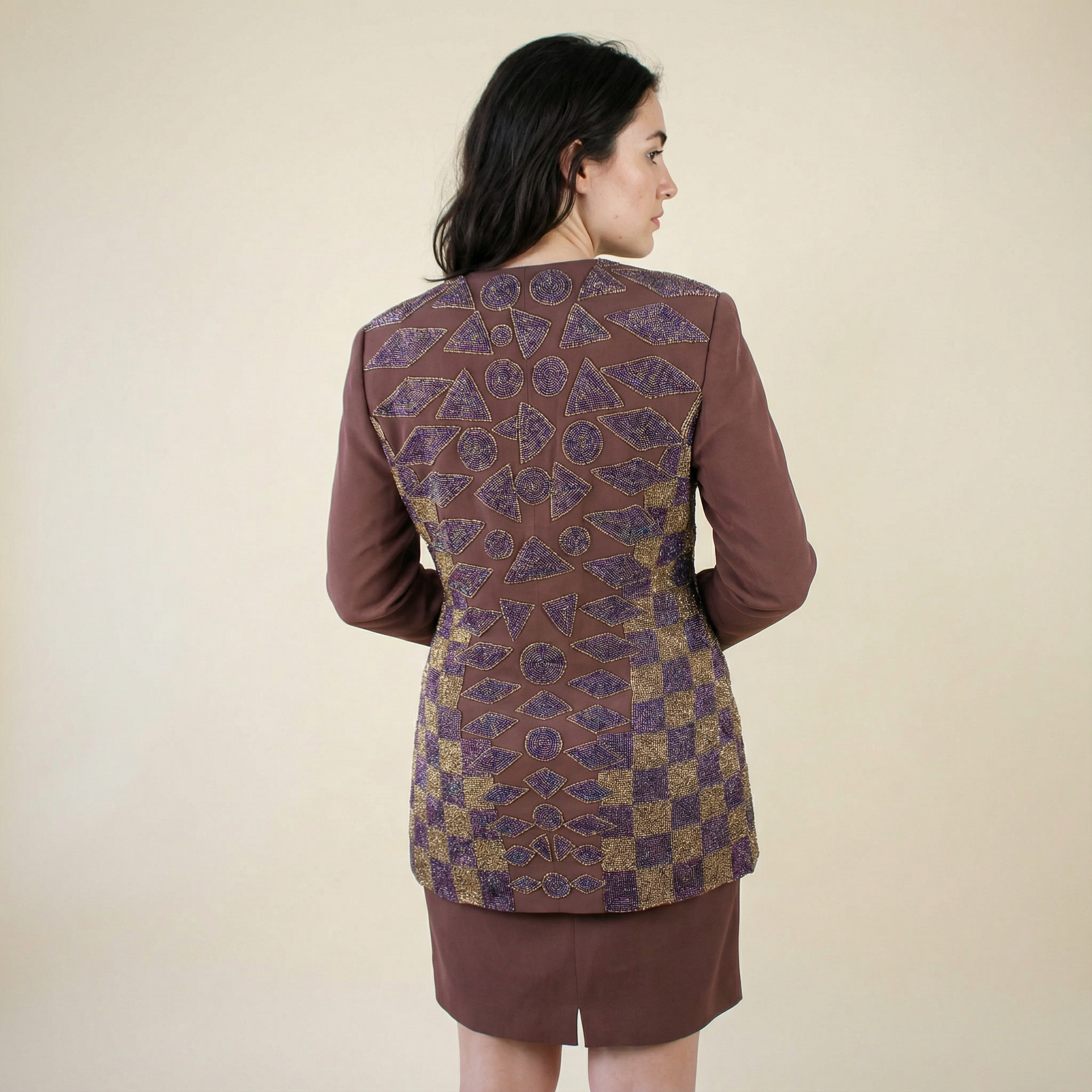 90s heavy beaded longline set - b'zar by bob mackie