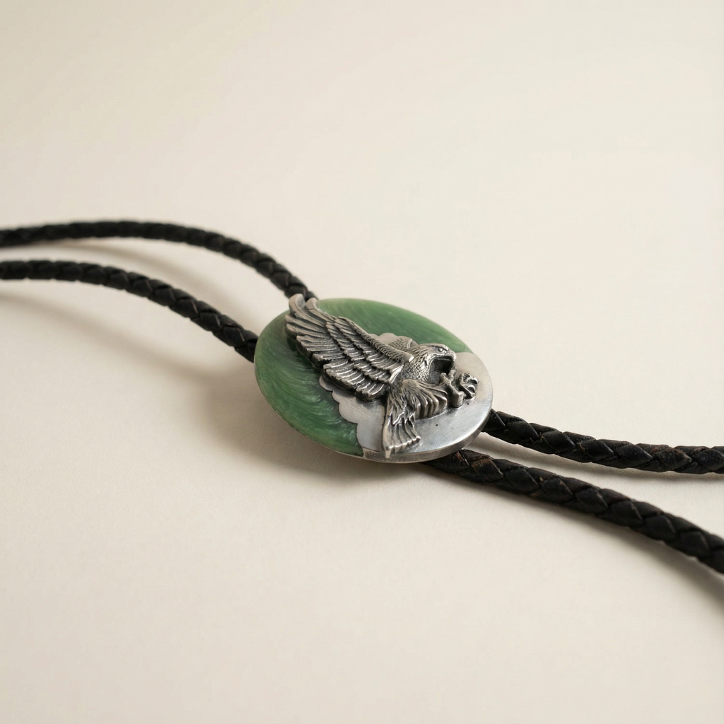 80s signed 100% sterling silver eagle  bolo tie - siskiyou