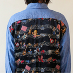 90s nicole miller rare limited edition country music chambray and silk back shirt