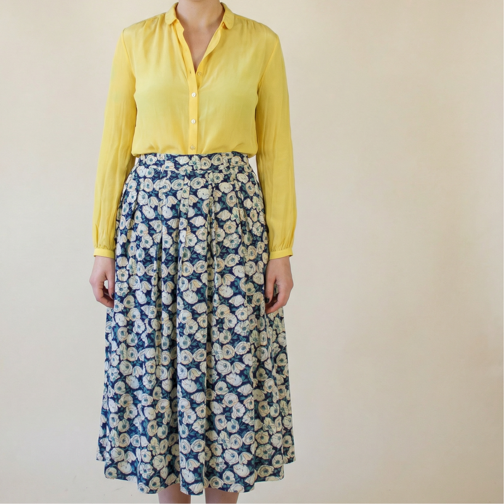 1989 kl by karl lagerfeld 100% silk floral skirt - rare - made in west germany