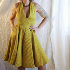 50s quilted yellow halter circle dress – handmade