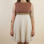 60s NOS gold collar micro pleat dress