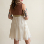 60s NOS gold collar micro pleat dress