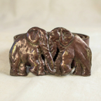 70s brass patina elephant buckle leather belt