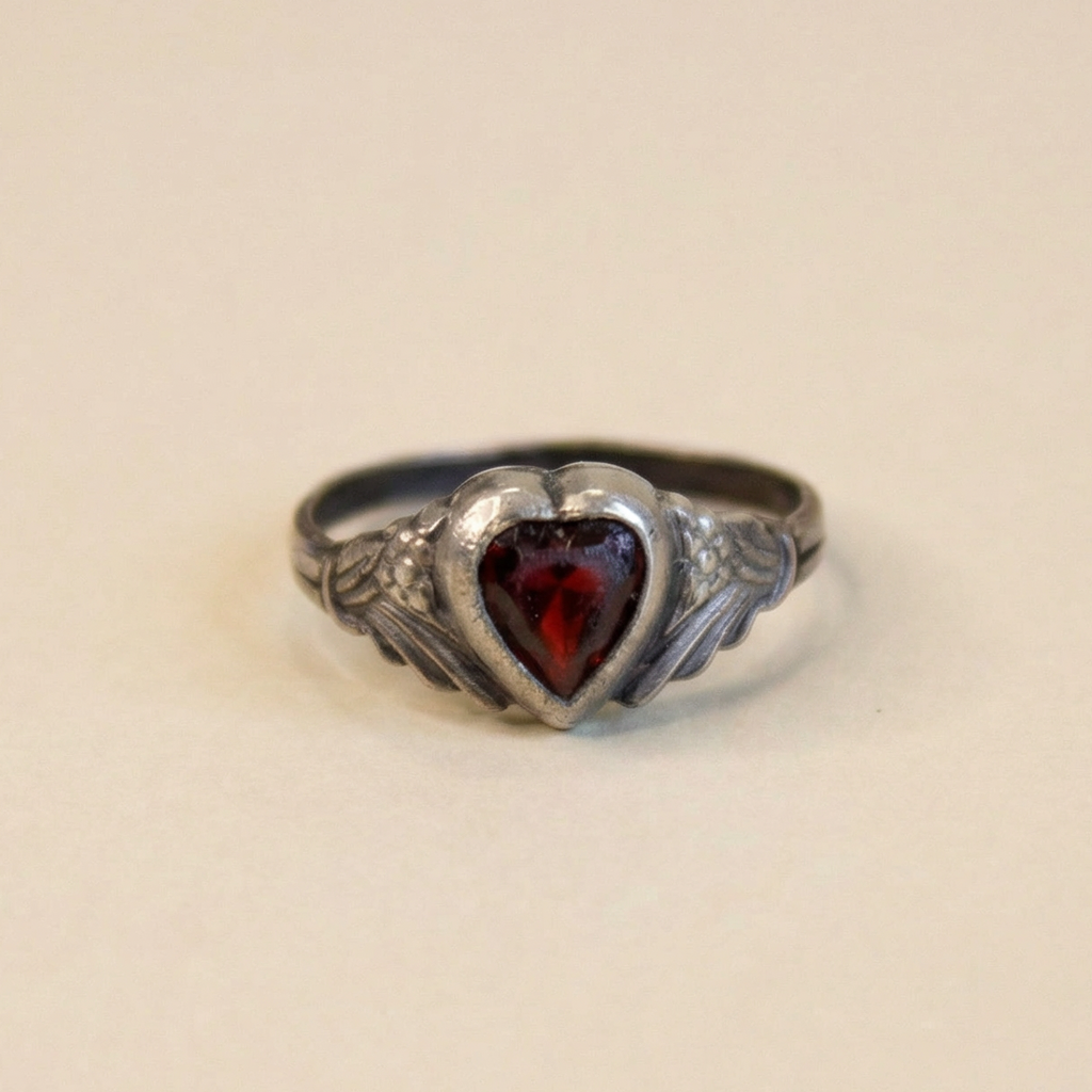 60s sterling silver heart ring