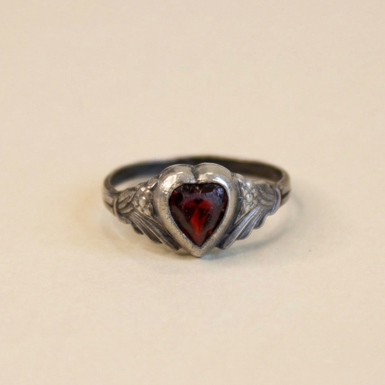 60s sterling silver heart ring