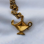 90s brass genie lamp pendant necklace