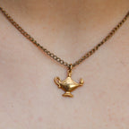 90s brass genie lamp pendant necklace