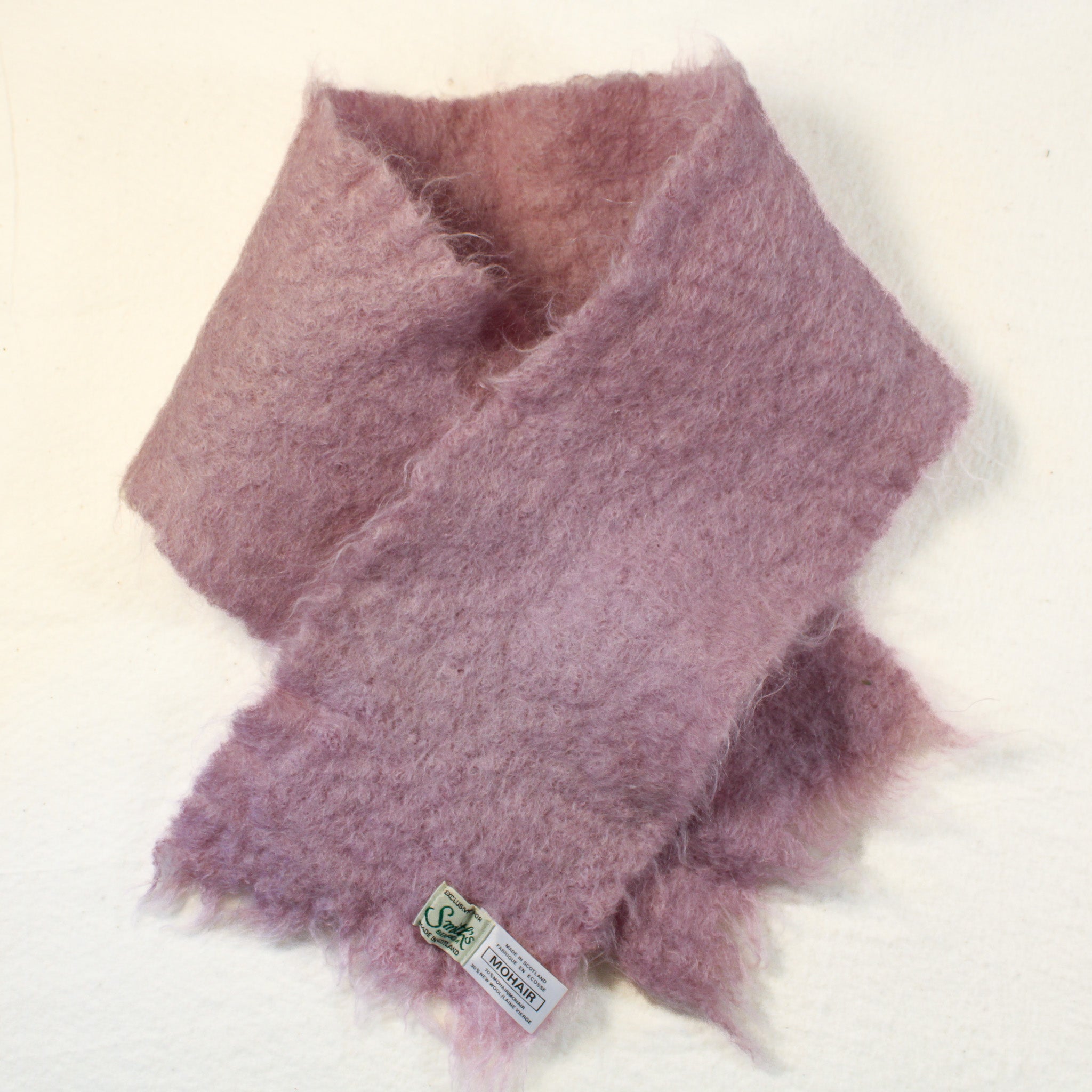 Front view lavender mohair scarf