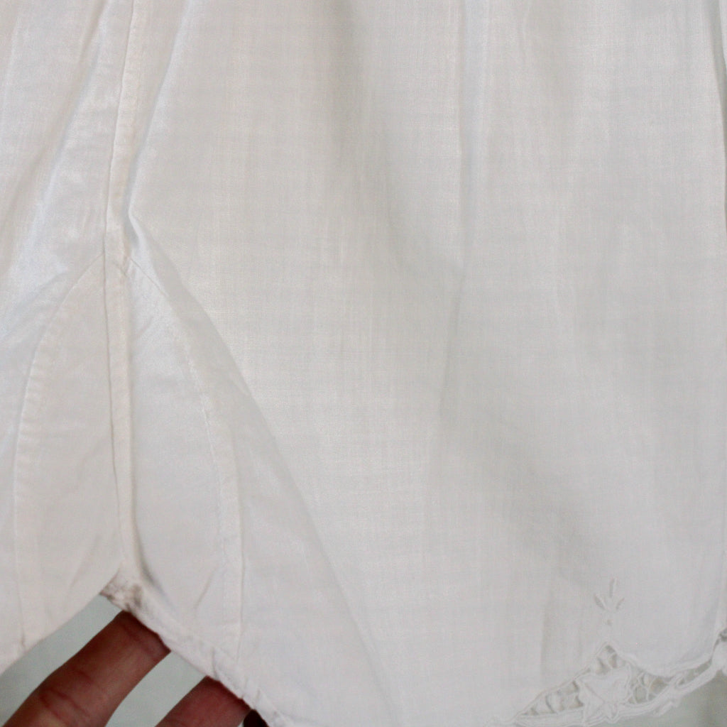 antique cotton pettipants with appliqué lace hem