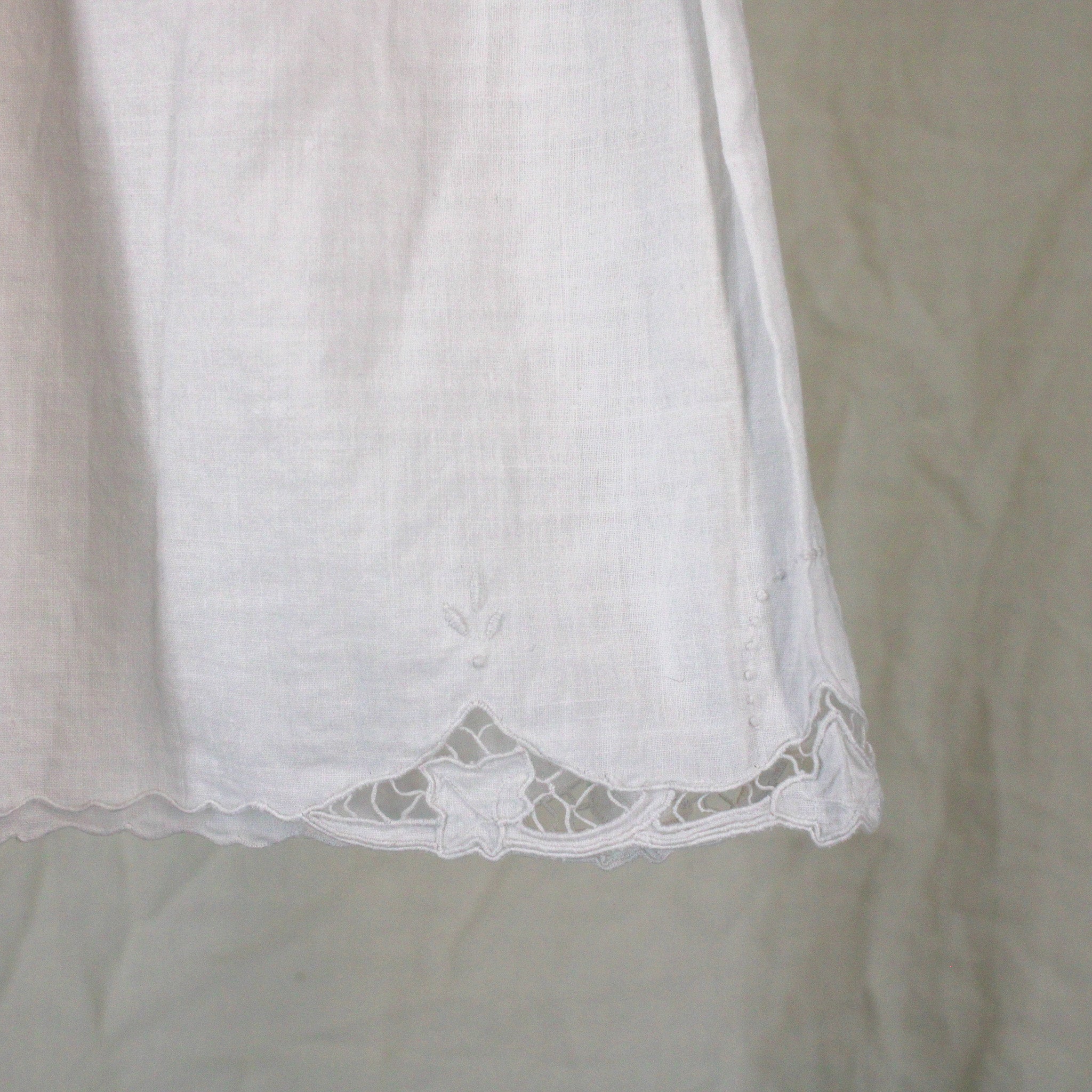antique cotton pettipants with appliqué lace hem