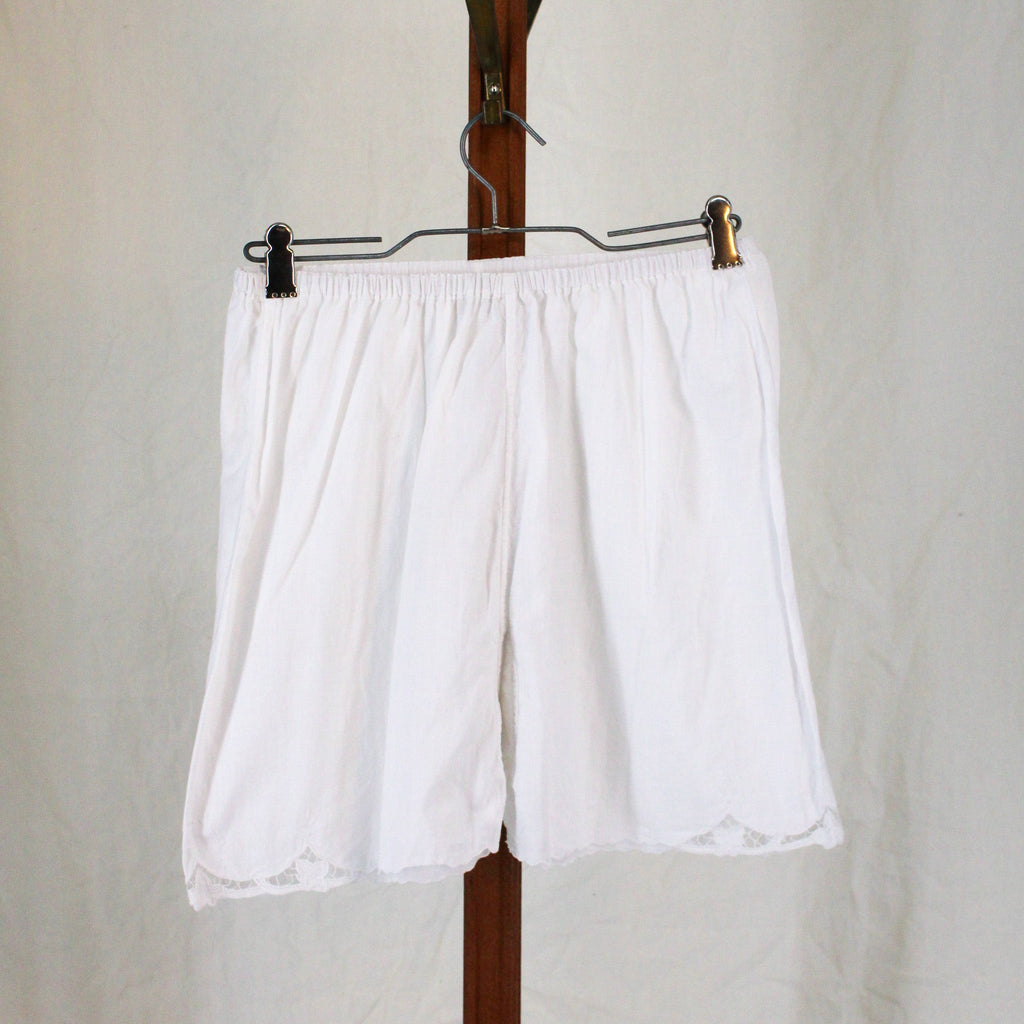 antique cotton pettipants with appliqué lace hem