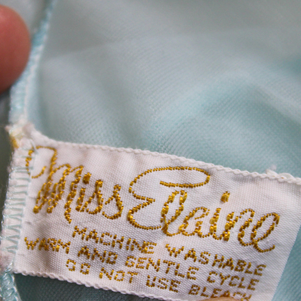 Miss Elaine light blue sheer nylon nightgown with puff sleeves