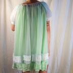 Miss Elaine light blue sheer nylon nightgown with puff sleeves