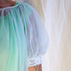 Miss Elaine light blue sheer nylon nightgown with puff sleeves