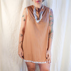 Bronze nylon mini nightgown with lace placket
